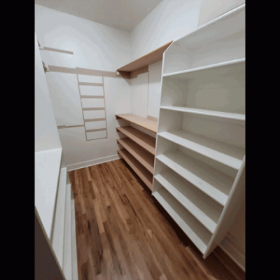 Closet shelving by Kaufman Specialties. Closet shelving by Kaufman Specialties.